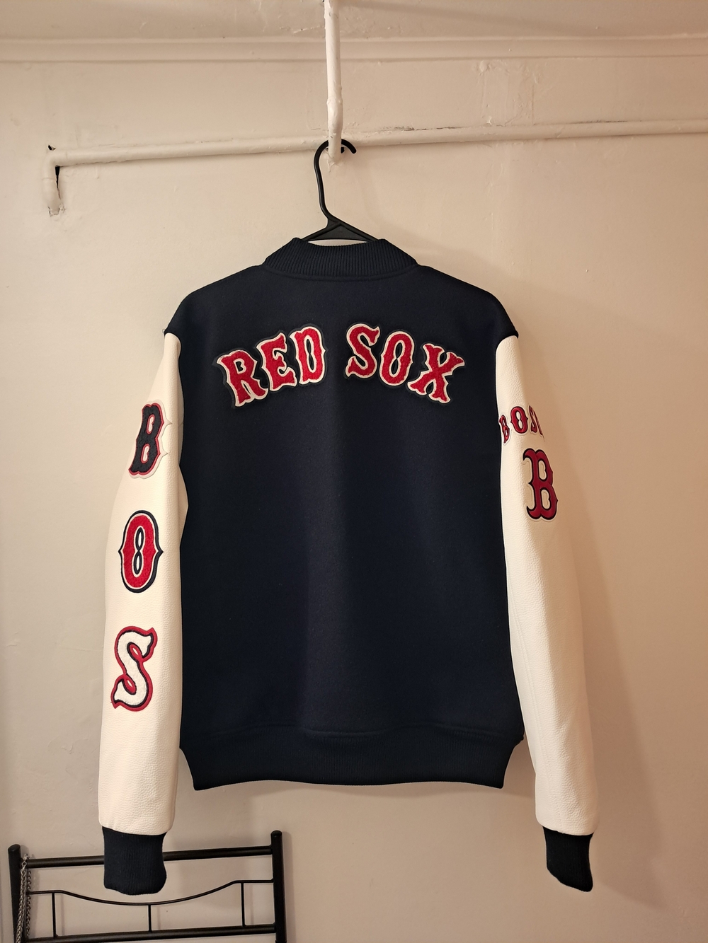Boston Red Sox Navy and White Varsity Bomber Jacket - Picture 2 of 2